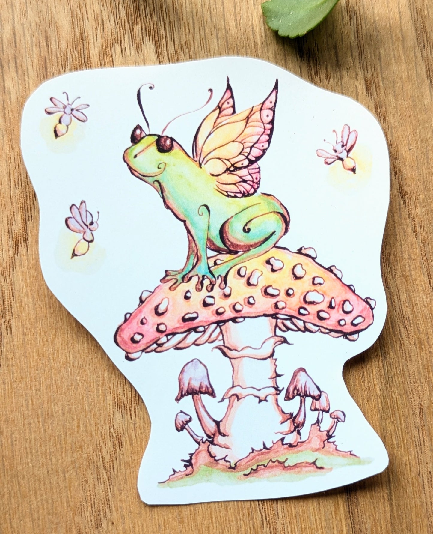 Fairy Frog on a Mushroom Vinyl Sticker