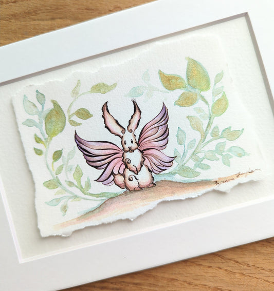 "Iridescent Fairy Bunny" Tiny Original Illustration