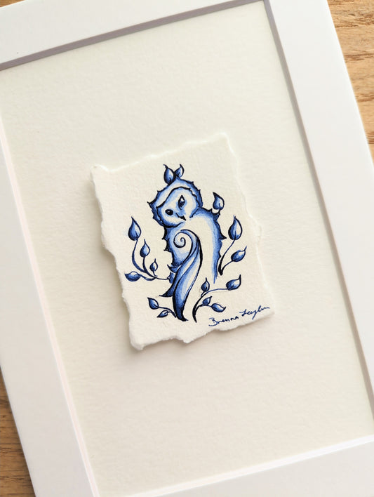 "Owl Blue" Tiny Original Illustration