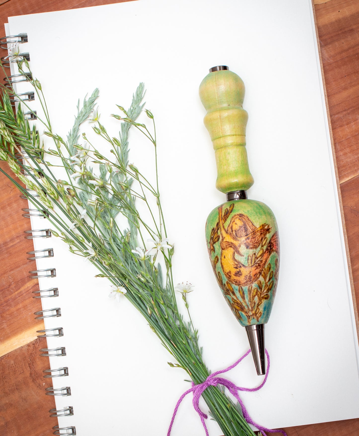 Mermaid in Kelp Forest Ballpoint Pen or Mechanical Pencil, Ergonomic Grip for More Comfortable Writing, Fairytale Pen, Handmade Pen, Arthritis Pencil