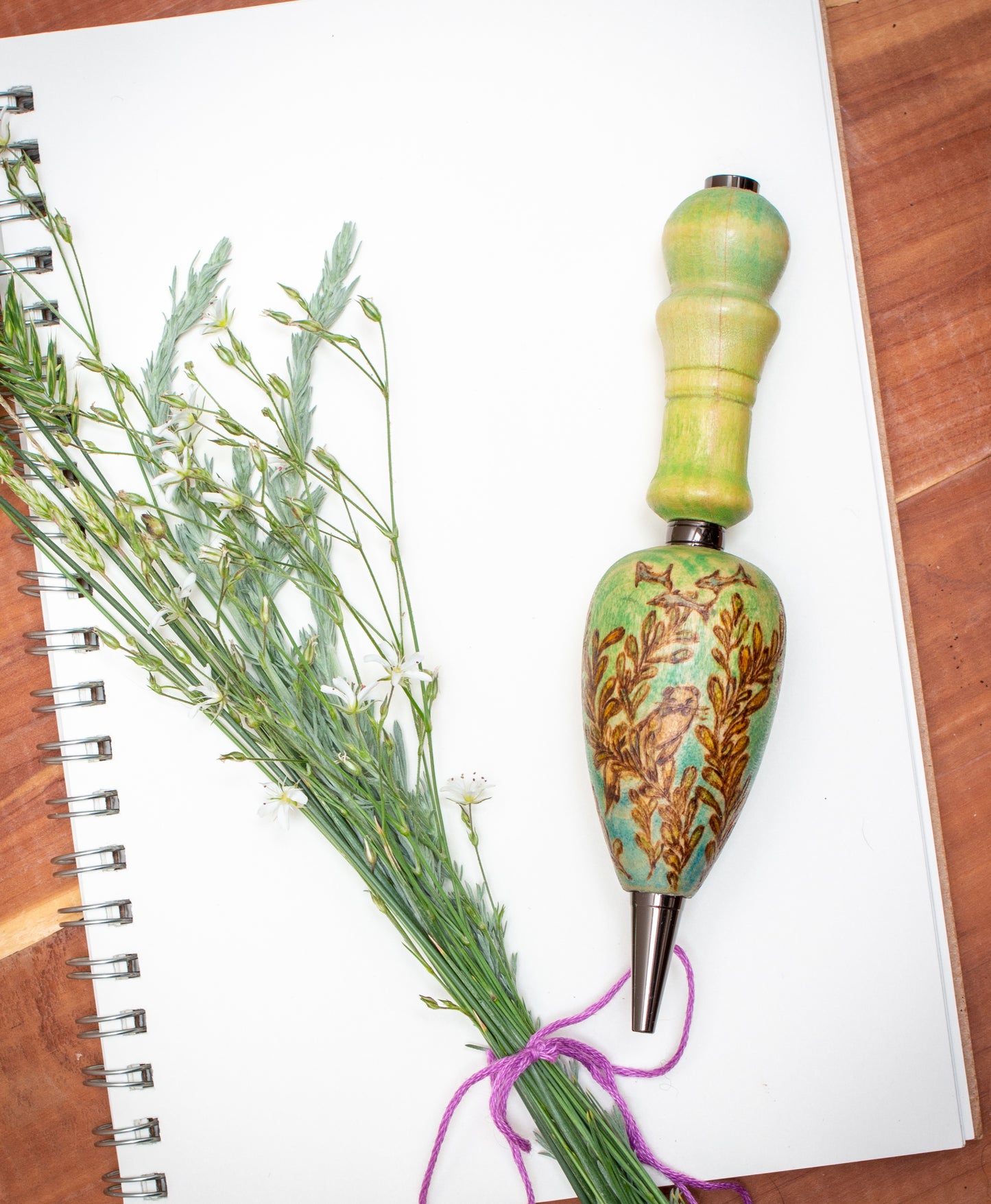 Mermaid in Kelp Forest Ballpoint Pen or Mechanical Pencil, Ergonomic Grip for More Comfortable Writing, Fairytale Pen, Handmade Pen, Arthritis Pencil