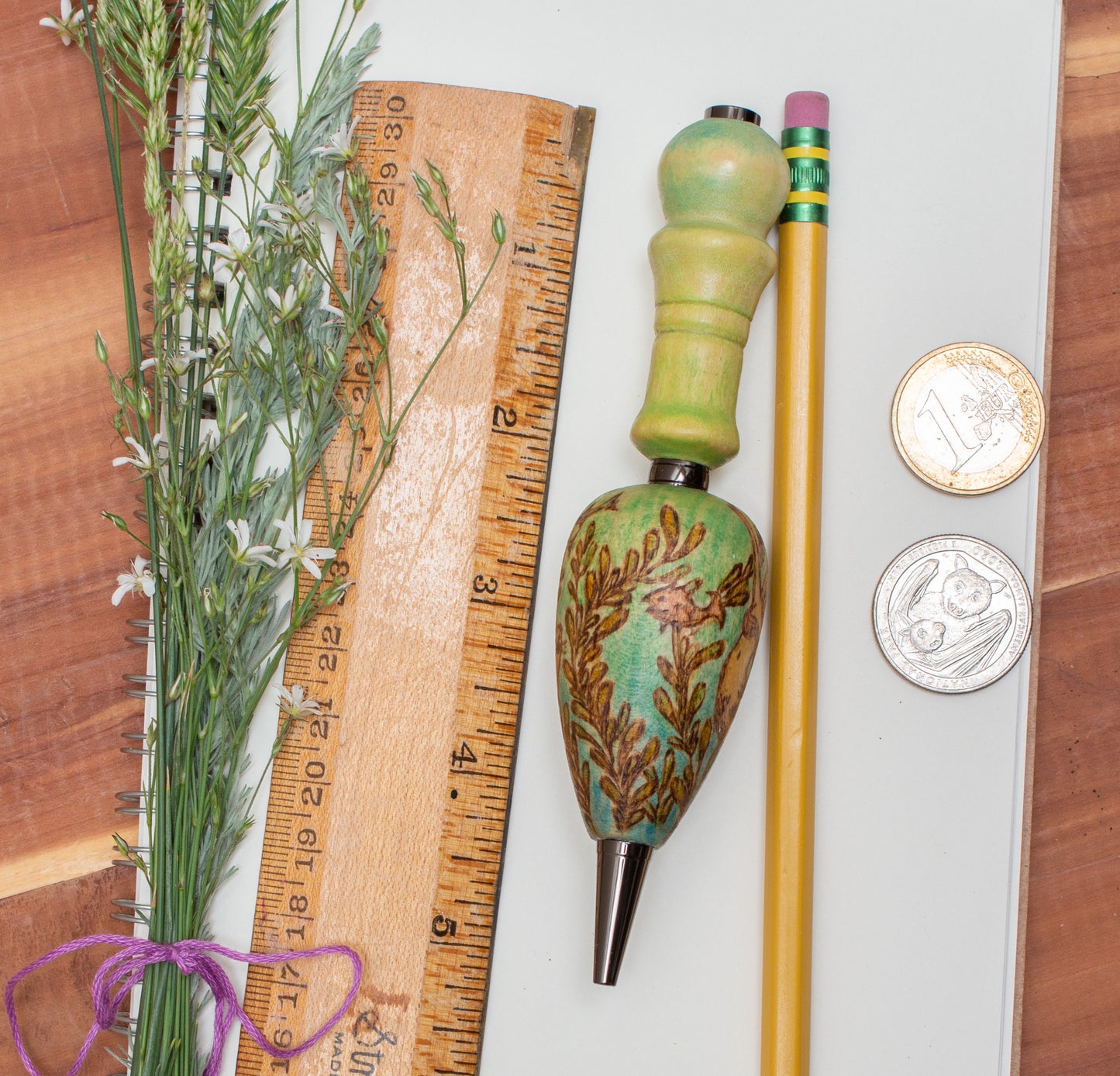 Mermaid in Kelp Forest Ballpoint Pen or Mechanical Pencil, Ergonomic Grip for More Comfortable Writing, Fairytale Pen, Handmade Pen, Arthritis Pencil