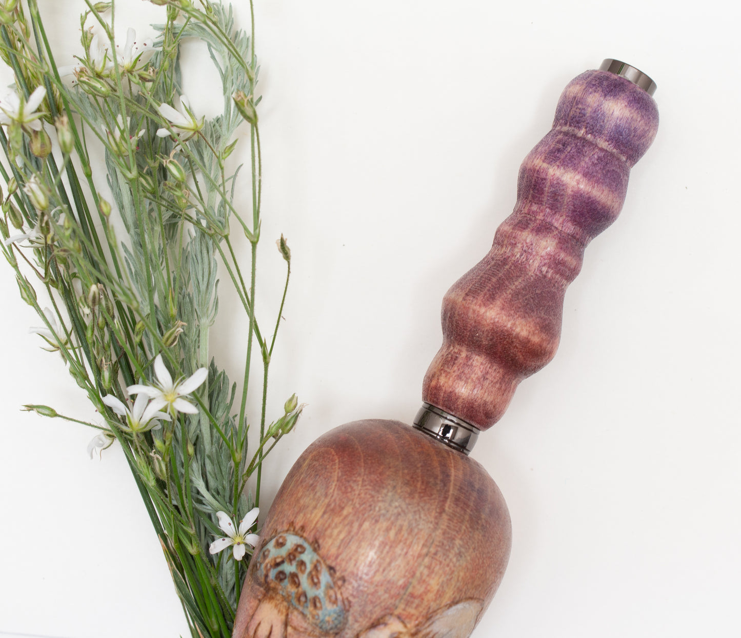 Snail, Moon and Mushrooms Ballpoint Pen, Ergonomic Grip for More Comfortable Writing, Fairytale Pen, Handmade Pen, Arthritis Pencil