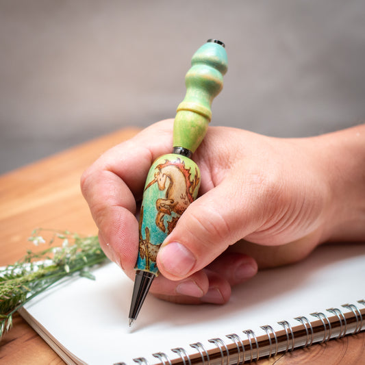 Hippocampus Sea Horse, Sea Unicorn, Ballpoint Pen or Mechanical Pencil, Ergonomic Grip for More Comfortable Writing, Fairytale Pen, Handmade Pen, Arthritis Pencil