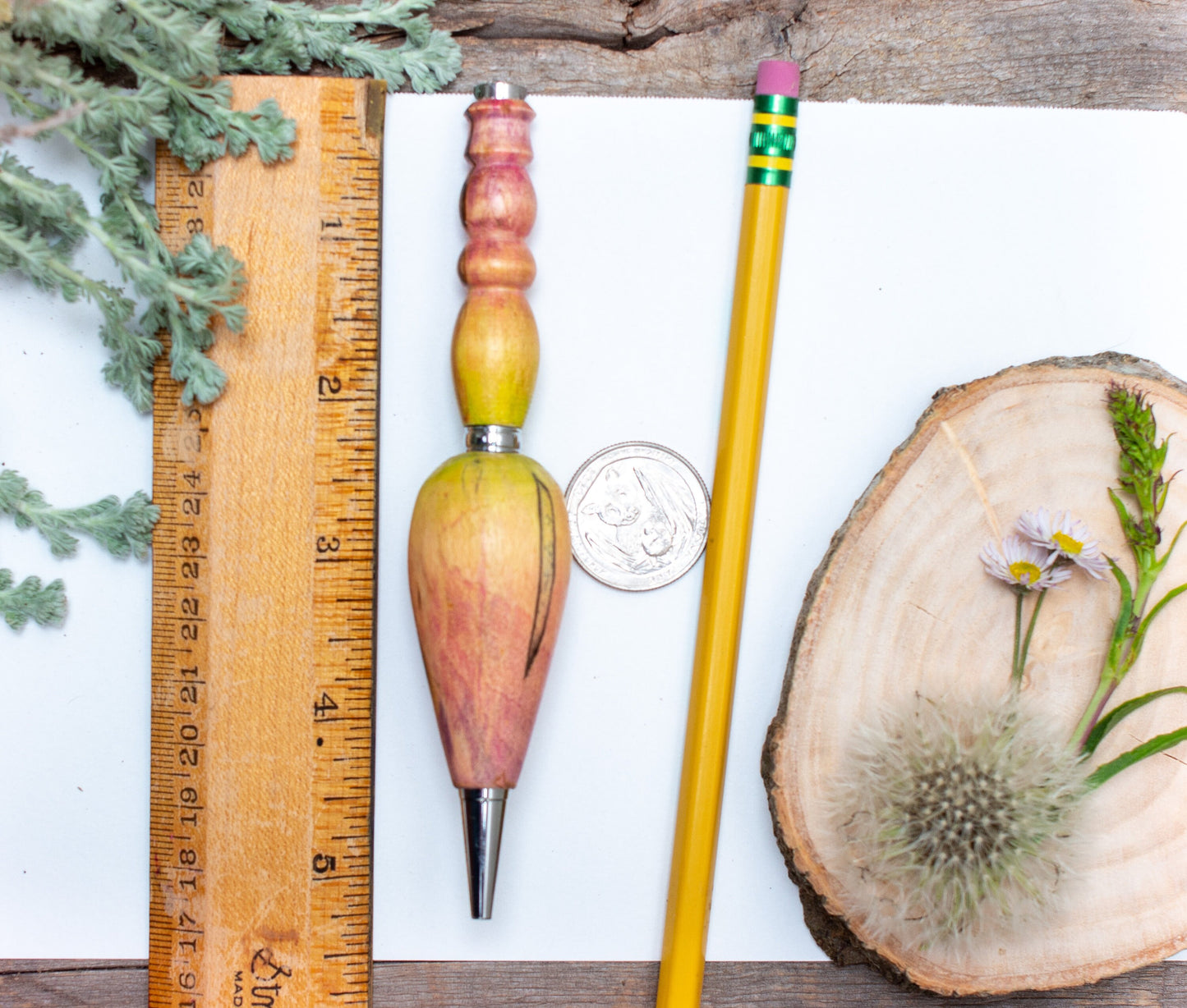 Large Grip Pastel Painted Wood Pen or Mechanical Pencil, Ergonomic Grip for More Comfortable Writing, Fancy Handmade Pen