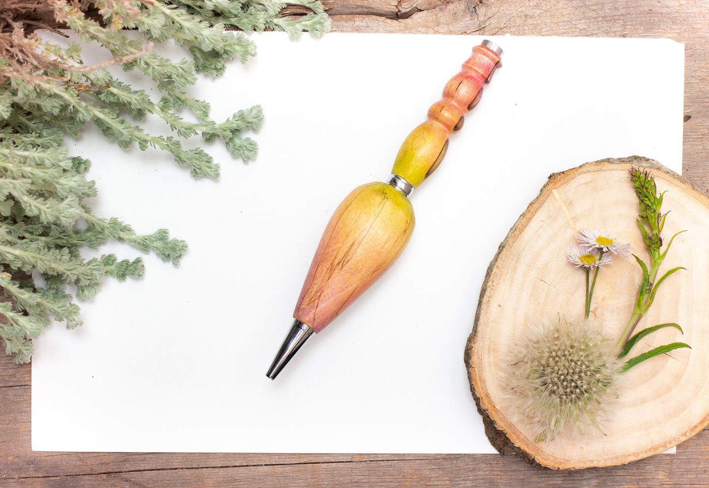 Large Grip Pastel Painted Wood Pen or Mechanical Pencil, Ergonomic Grip for More Comfortable Writing, Fancy Handmade Pen