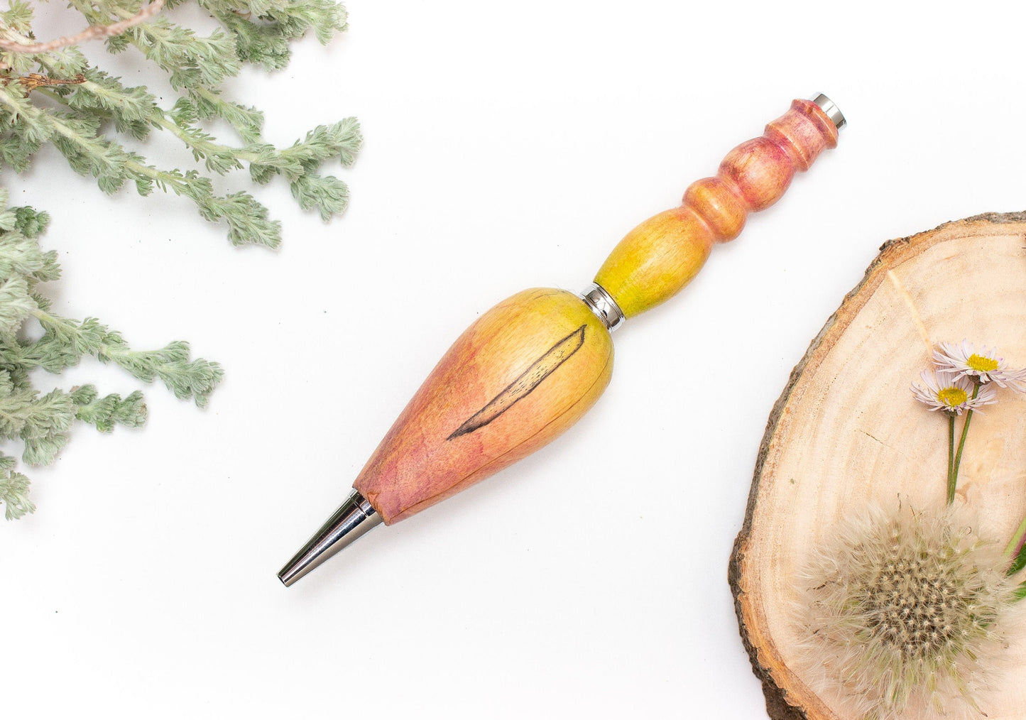 Large Grip Pastel Painted Wood Pen or Mechanical Pencil, Ergonomic Grip for More Comfortable Writing, Fancy Handmade Pen