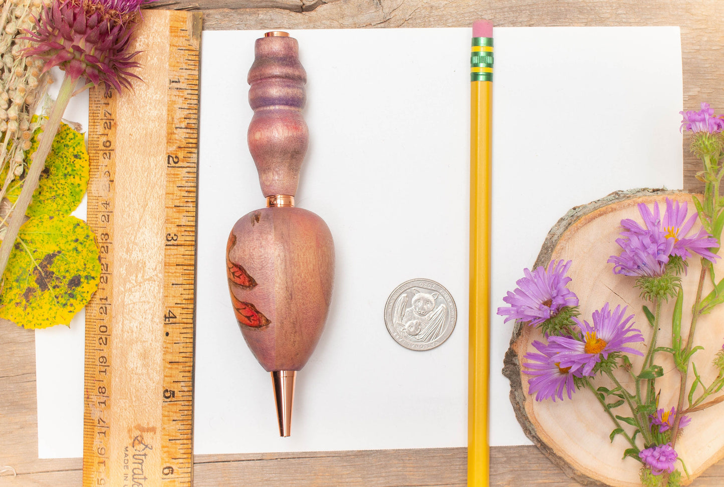 Large Grip Oak Leaf Wood Pen or Mechanical Pencil, Ergonomic Grip for More Comfortable Writing, Fancy Pen, Handmade Pen, Arthritis Pencil
