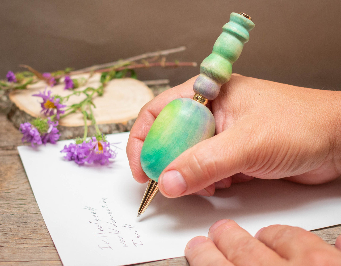 Large Grip Painted Pen or Mechanical Pencil, Ergonomic Grip for More Comfortable Writing, Fancy Pen, Handmade Wood Pen