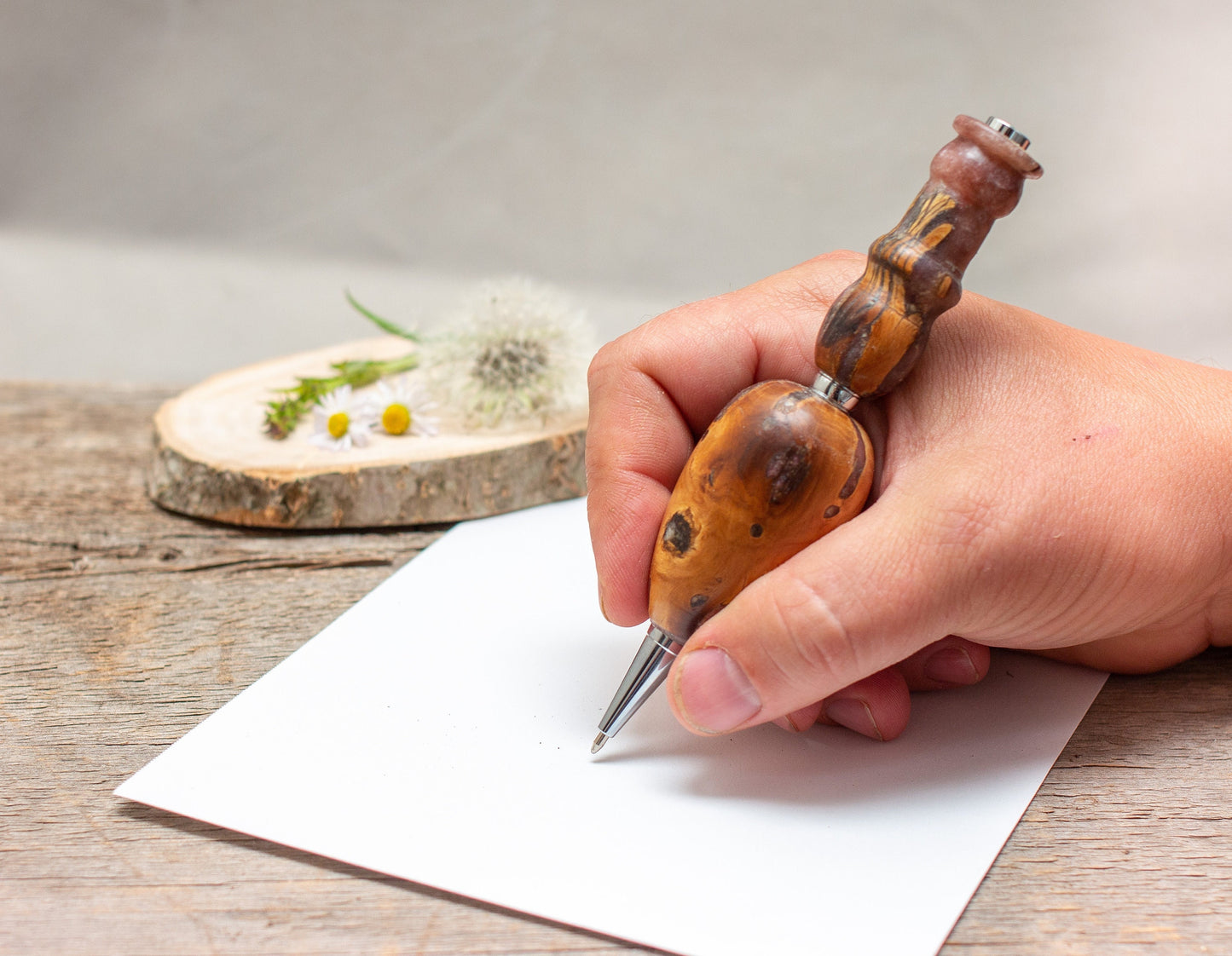 Large Grip Epoxy Resin Wood Pen or Mechanical Pencil, Ergonomic Grip for More Comfortable Writing, Fancy Handmade Pen, Arthritis Pencil