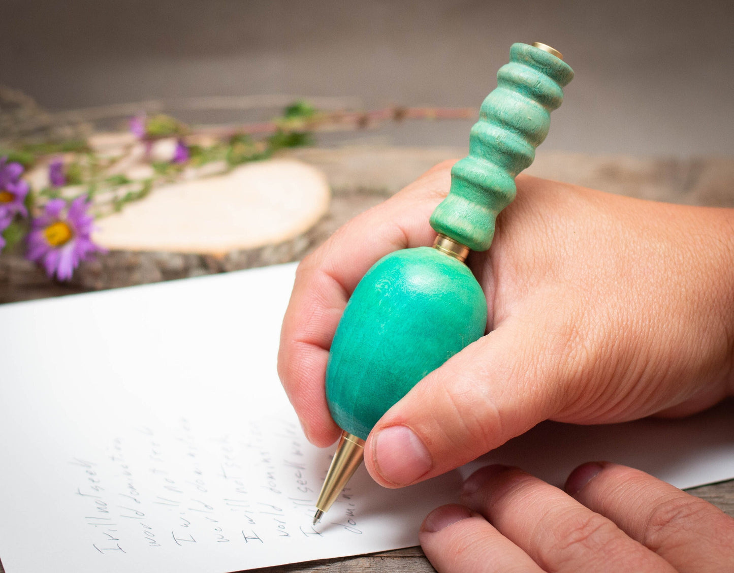 Large Grip Painted Wood Pen or Mechanical Pencil, Ergonomic Grip for More Comfortable Writing, Fancy Pen, Handmade Pen, Arthritis Pencil