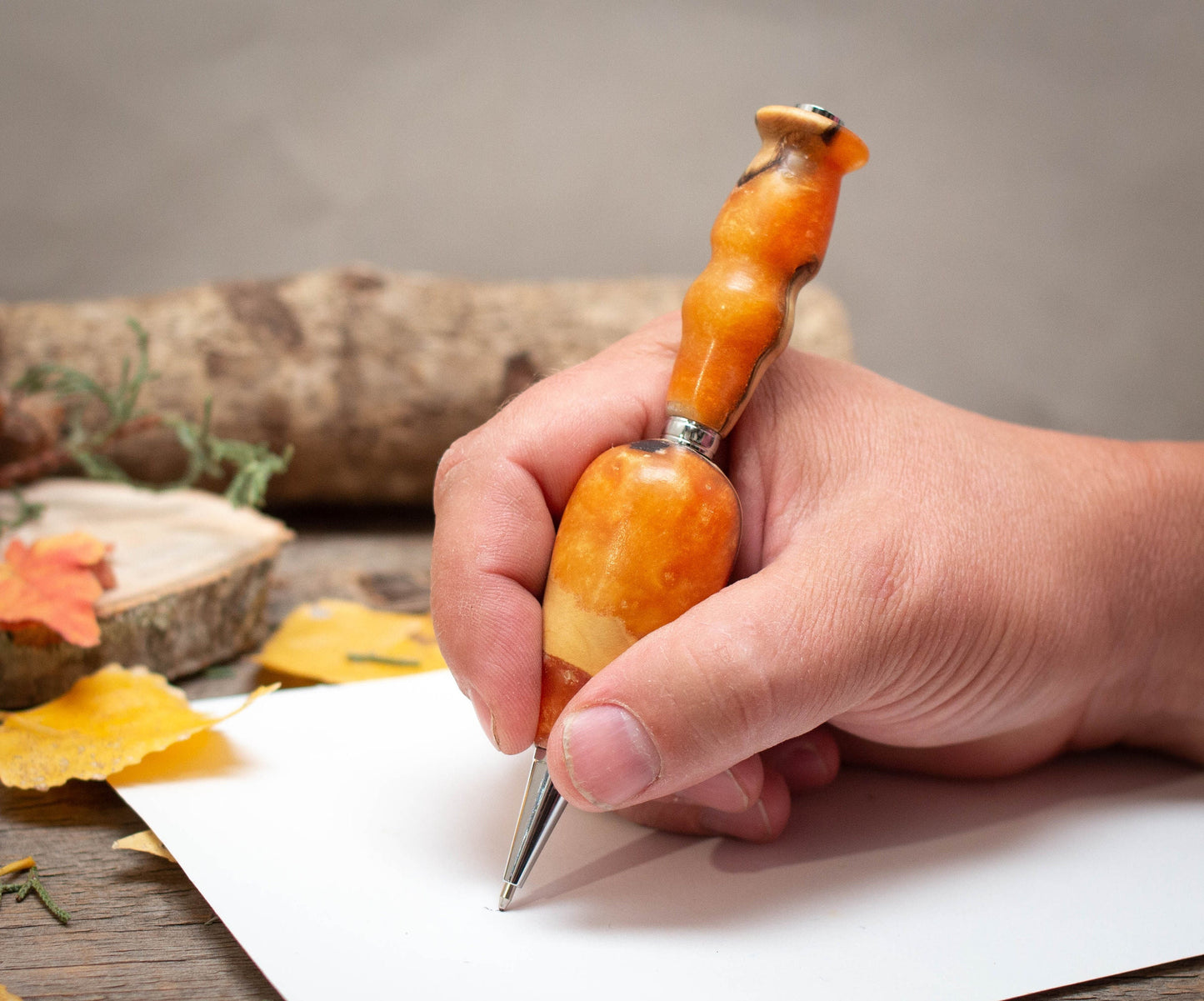 Large Grip Epoxy Resin Wood Pen or Mechanical Pencil, Ergonomic Grip for More Comfortable Writing, Fancy Handmade Pen, Arthritis Pencil